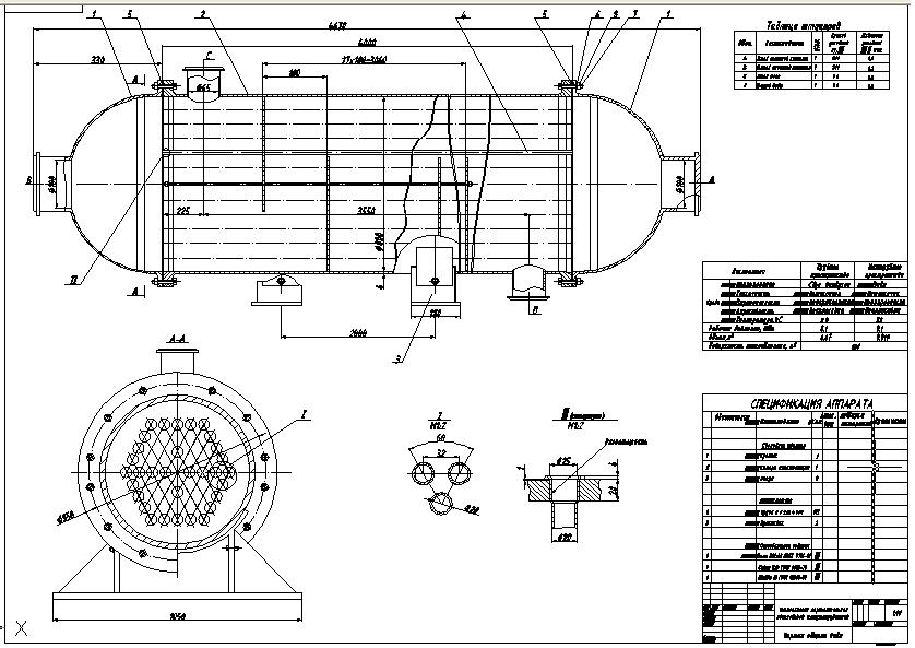 Чертеж теплообменника кожухотрубного теплообменника