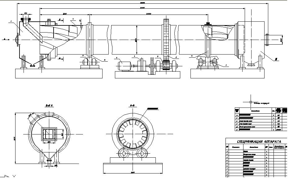 Сушилка барабанная вращающаяся чертеж