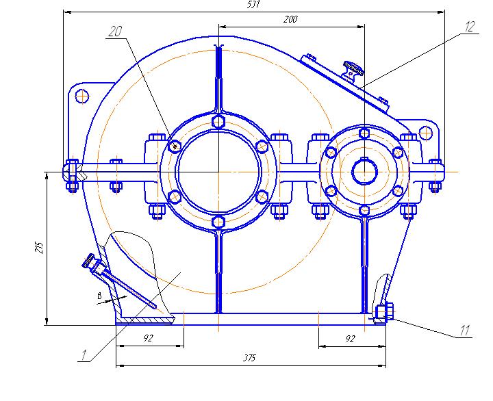 Чертеж корпус конического редуктора