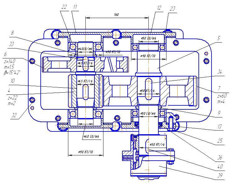 Сборный чертеж редуктора