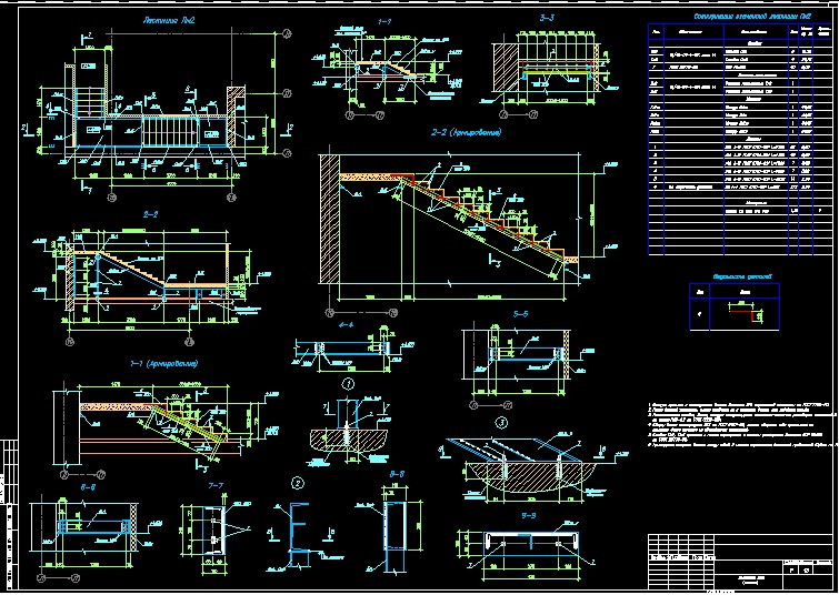 Разрез лестницы чертеж dwg