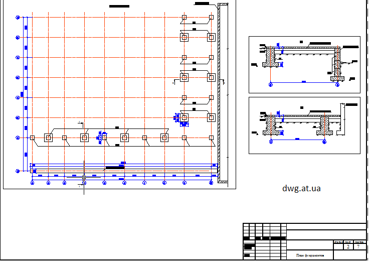 План фундамента в автокаде